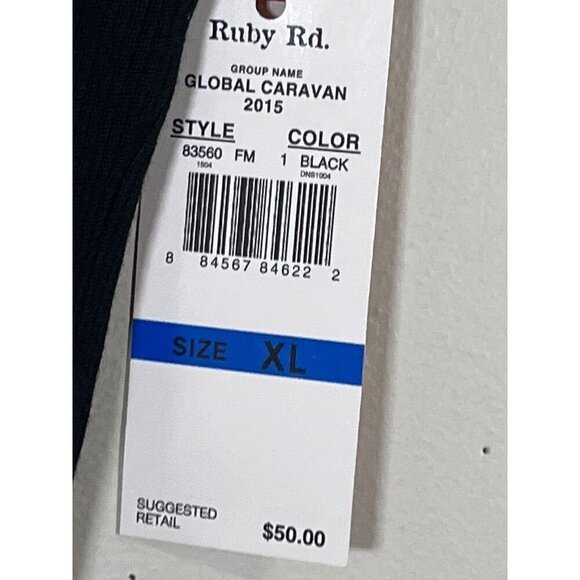 Ruby Rd Jeweled Tank Top XL Black Ribbed Boho Hippie Indie Retro Preppy Classic - Picture 6 of 9